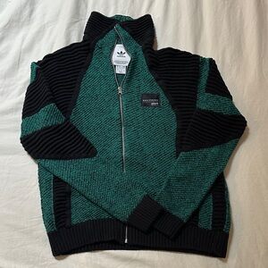 adidas Green and Black Half-Zip Knit Sweater